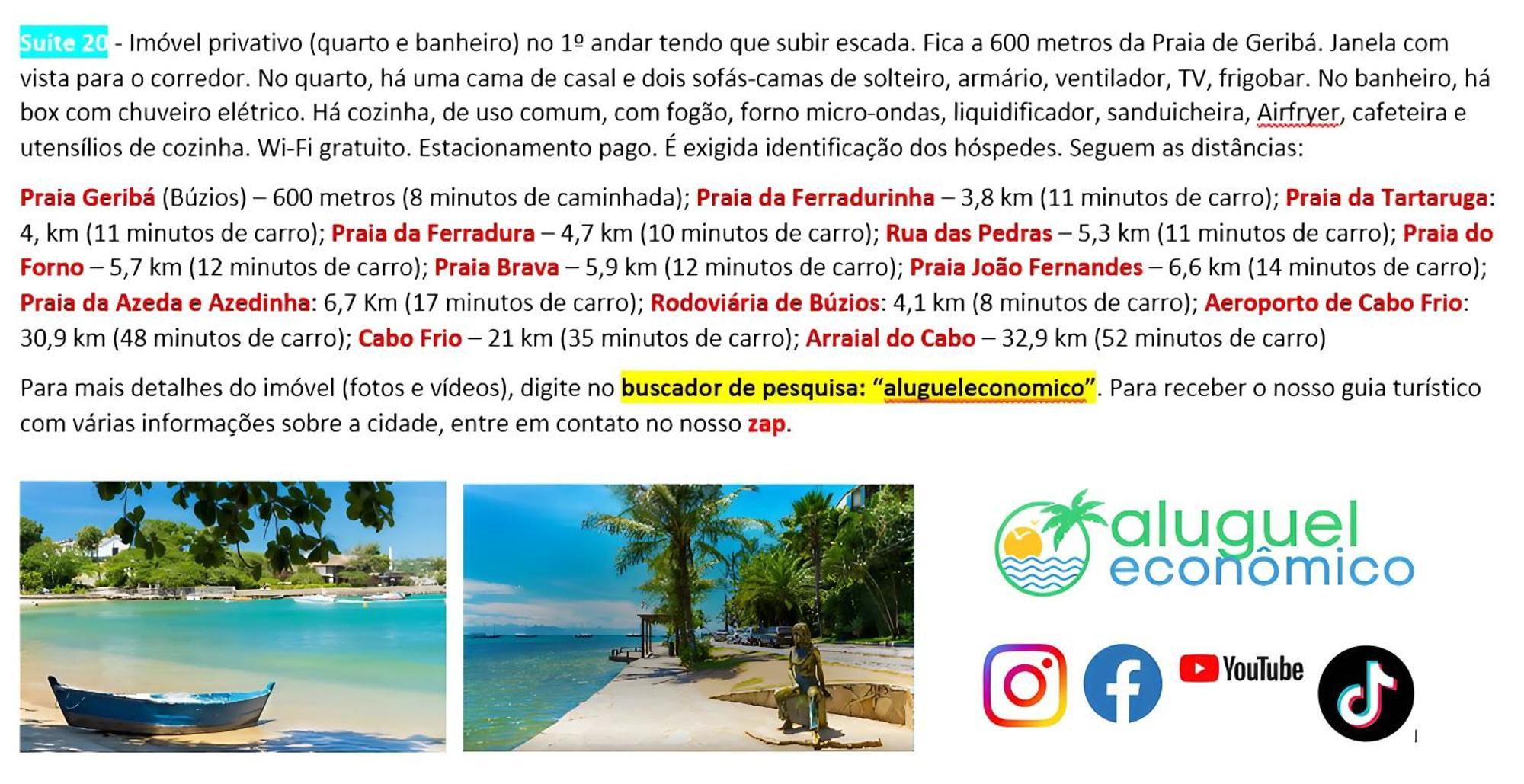 Buzios - Geriba - Suites - Aluguel Economico المظهر الخارجي الصورة